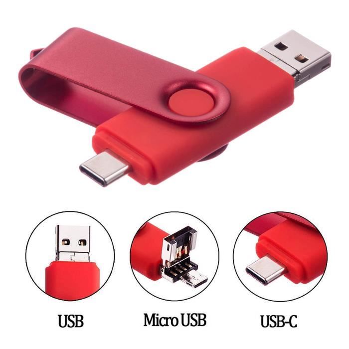 Datarm Clé USB 64 Go OTG Fonction pour Données Transmission Téléphone et PC-Argenté 