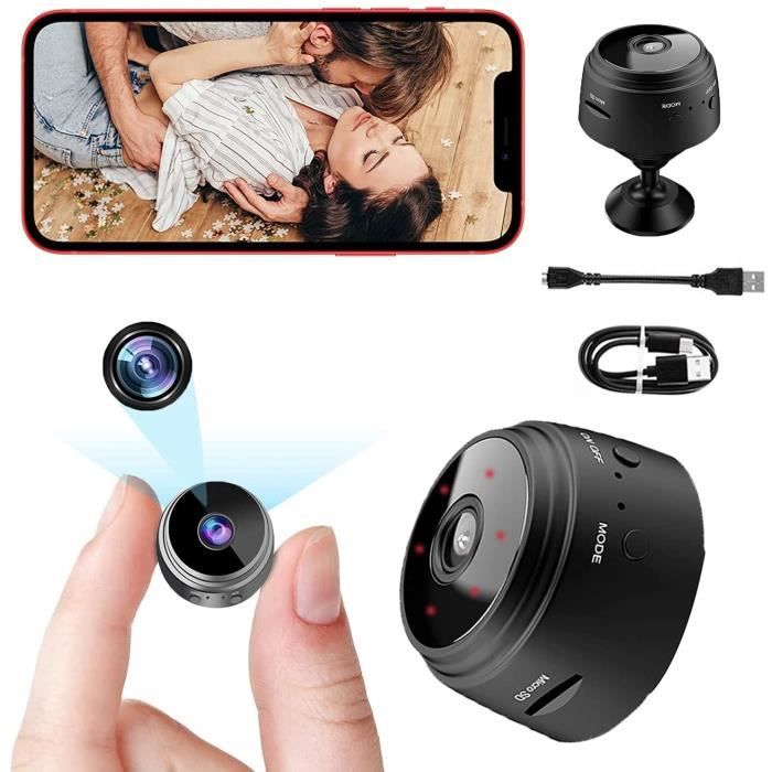 CAMERA ESPION Mini sans fil 1080p Full HD avec audio et vidéo, surveillance secrète pour bébé avec vision nocturne et détection de