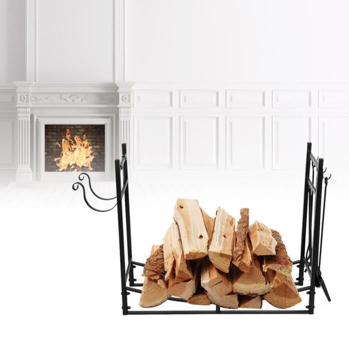 Cheminée feu bois étagère cœur design rouille decoration de Rangement Support Intérieur Extérieur