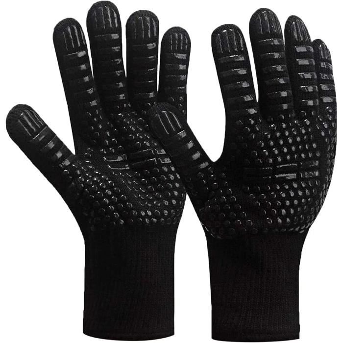 Lot De 4 Gants De Cuisine Résistants à La Chaleur - 1 Paire Gants + 2 Maniques Noir