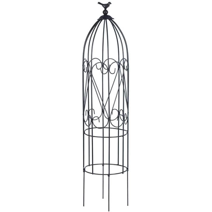 Treillis Obélisque De Jardin Noir De 210 Cm Pour Plantes Grimpantes, Tour Décorative En Métal Pour Plantes Et Fleurs En Pot