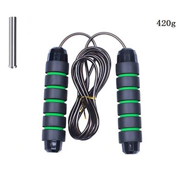 Corde à Sauter - Fitness - Vert - Bloc de poids - Roulement à grande vitesse - 420g