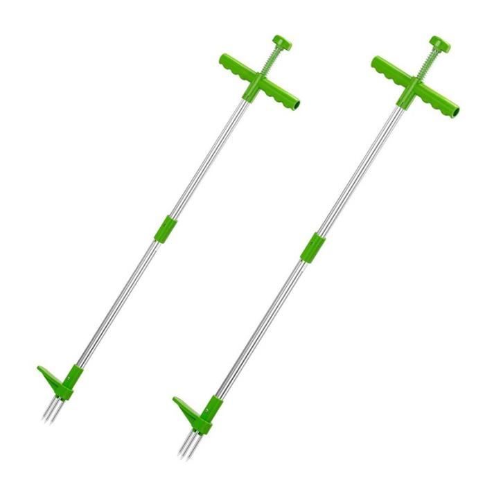 Désherbeur Manuel à Long Manche - Outil Jardinage Debout, Arrache Mauvaises Herbes Avec Racines, Aluminium
