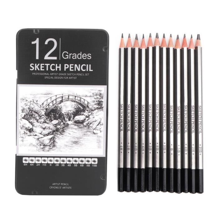 Zonster Artiste Crayon Collection la Meilleure qualité 14pcs Set 10B 12B 8B 7B 6B 5B 4B 3B 2B B HB 2H 4H 6H Graphite Esquisser Crayons Professionnel Sketch Set pour Dessin 