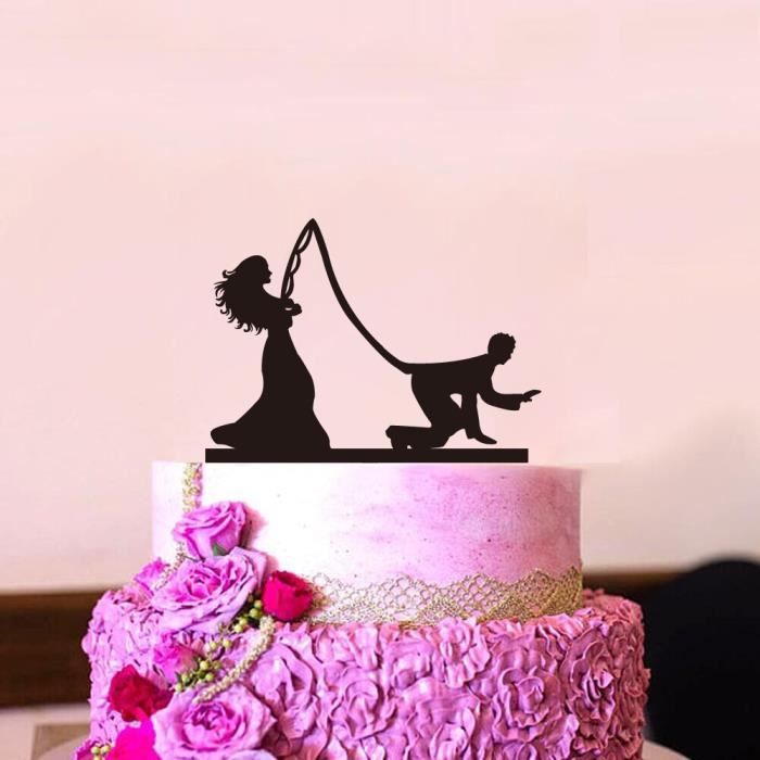 Decoration De Fete Decoration De Gateau De Mariage De Mariage Avec Mr Mrs Noir Acrylique Fourniture De Gateau De Type 6 Wood Cdiscount Maison