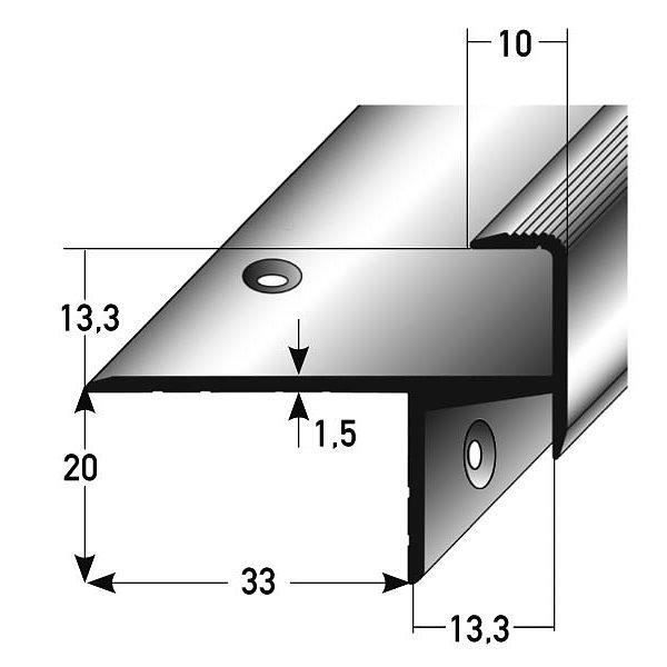 5 mètres (5 x 1 m) StratifiéParquetNez de marche cornière pour escaliers, 13,3 mm de haut