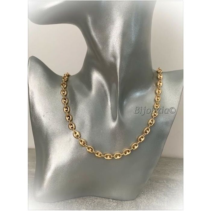Chaîne Maille Grain De Café Plaqué Or 18 Carats - Longueur 55 Cm, épaisseur 6.5 Mm, Neuve