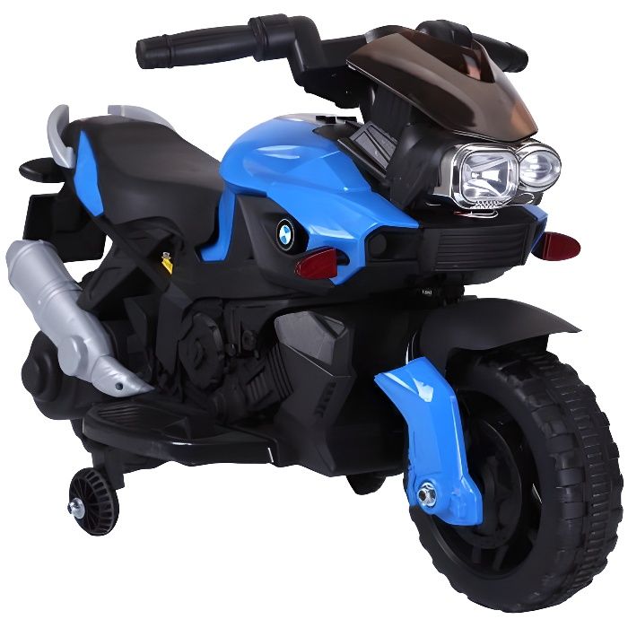 Autres Sons Et Led Lt875 Moto Electrique Pour Enfants Speed Bleue Avec Siege En Cuir Bebe Puericulture