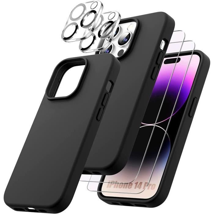 Pack Coque Silicone Noire + Verre Trempé Pour IPhone 14 - Marque Little Boutik - Neuf Sous Blister