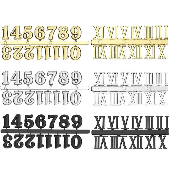 Lot De 12 Chiffres Arabes Dorés Miroir Pour Horloge Murale - Autocollants Acrylique 3 Cm, DIY Horloge