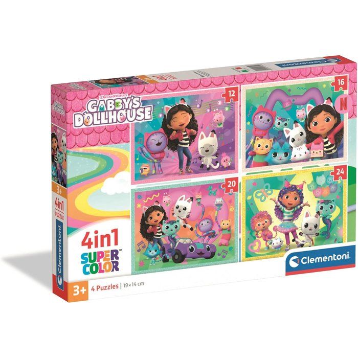 CLEMENTONI Puzzle 4 en 1 Gabbys Dollhouse