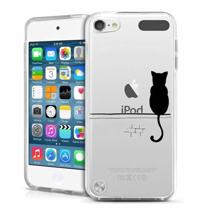 Coque Pour Apple Ipod Touch 5 6 Chat Noir Design Souple Transparent Tpu Silicone