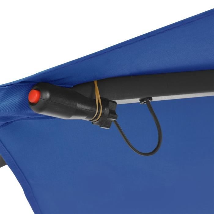 Parasol déporté - DILWE - Modèle avec lumières LED - 350 x 280 cm - Panneau solaire - Bleu azuré