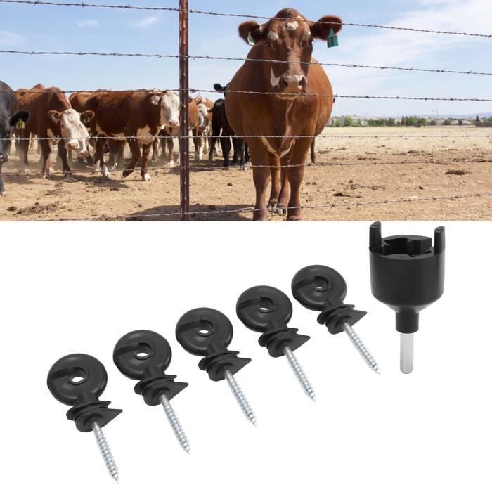 Lot De 50 Isolateurs D'ancrage Pour Clôture électrique à Double Sens - Noir, Tige Galvanisée - Matière PP