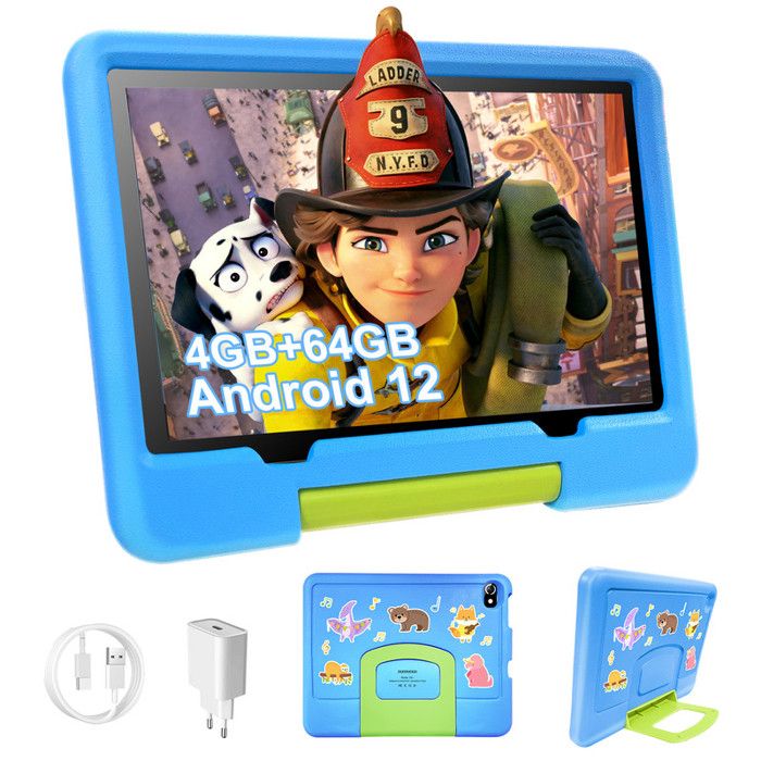 Tablette Enfants Android 12 GMS, Tablette Tactile 8 Pouces, 4Go