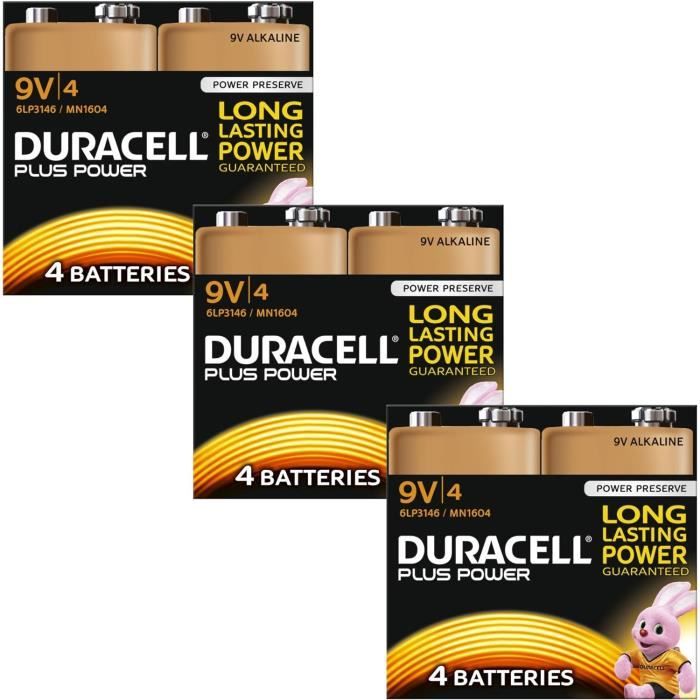 Duracell Plus Power Pack de 12 piles alcalines 9V