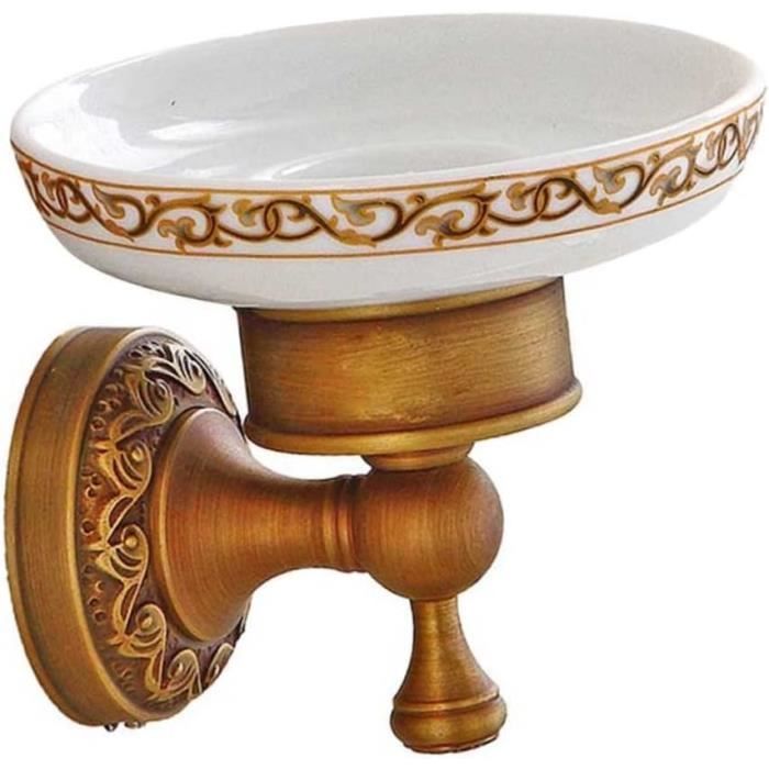 Porte-savon En Laiton Style Empire - Avec Soucoupe En Verre - Finition Or Brillant - Marque Arterameferro - Neuf