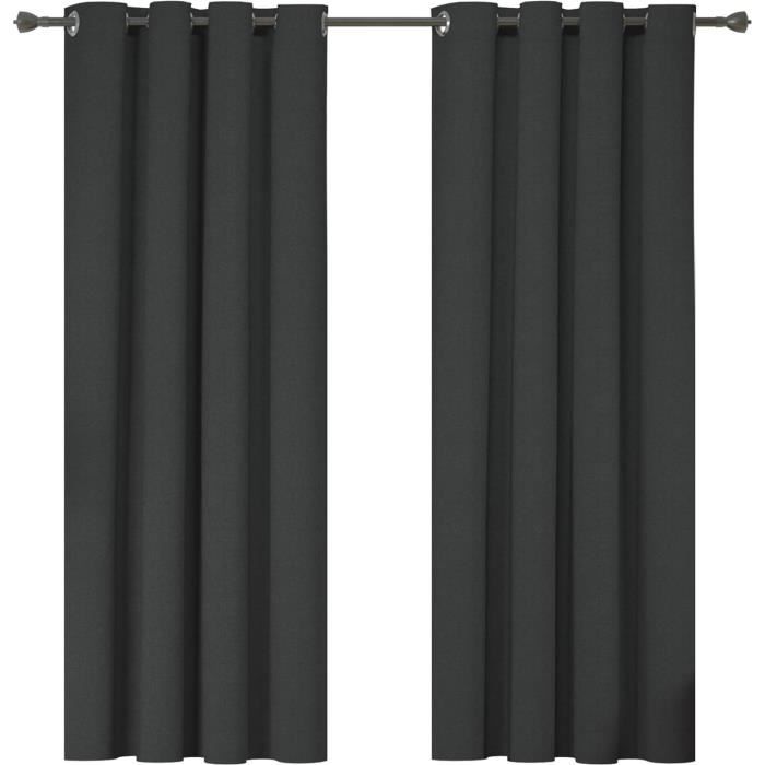 Rideau Occultant HOMEROKK 140x240 Cm - 100% Polyester, Noir, Bloque Lumière Et Bruit, 18 Coloris