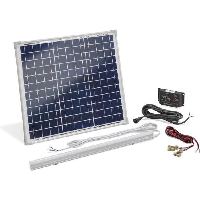 Kit d'éclairage intérieur à énergie solaire 30 W avec barre LED 8 W