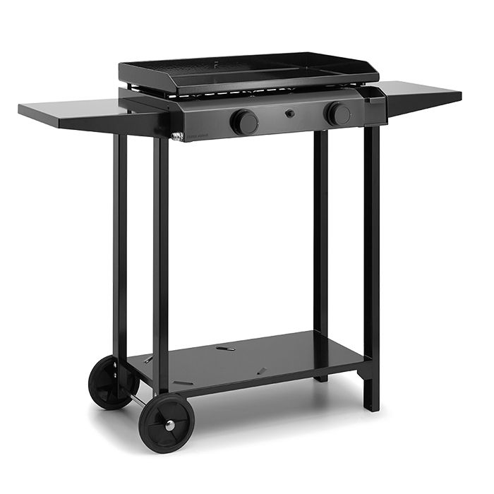 Chariot Pour Plancha Modern 60 - Tablettes Rabattables, 4 Roues Pivotantes, Acier Robuste