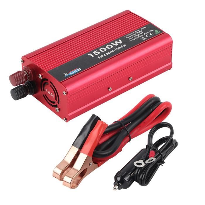 Onduleur de voiture - ZJCHAO - 1500W - Onde sinusoïdale pure - DC 12V à AC 220-240V - Noir