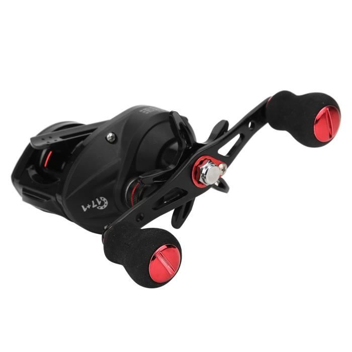Moulinet De Pêche Magnétique Métal Heavy Duty 9 Vitesses - Bobine Légère Frein Céramique Noir/Rouge 8kg