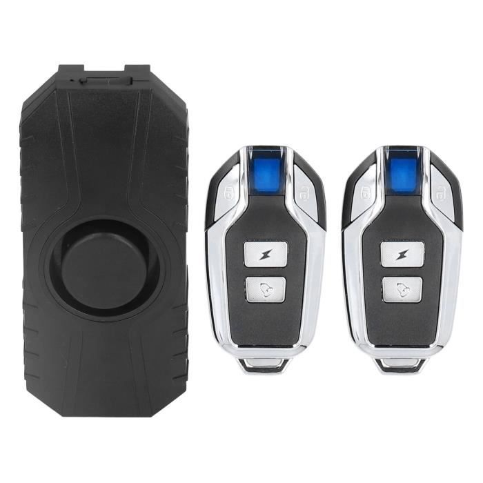 Alarme de Vélo Capteur de Mouvement Vibration Fil Alarme Moto Étanche Alarme de Vélo deco pack avec 2 télécommandes