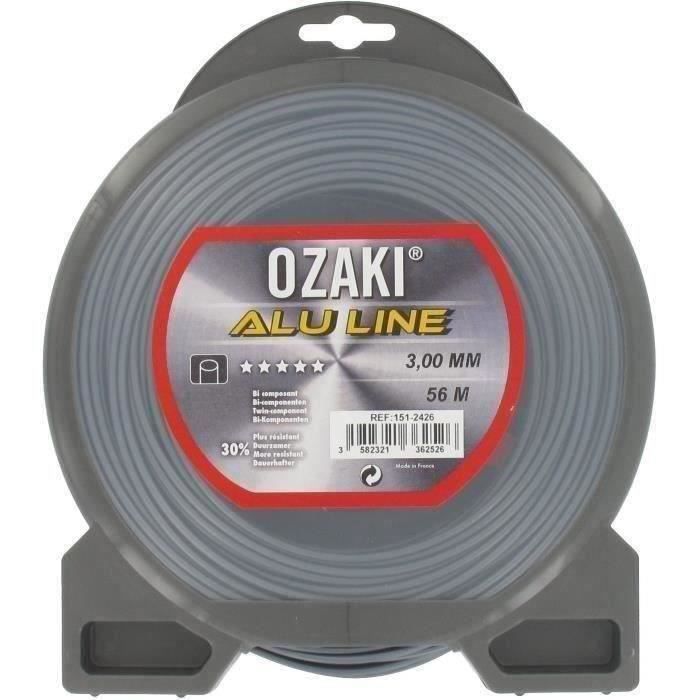 JARDIN PRATIQUE Fil nylon alu line OZAKI pour débroussailleuse - Ø 3 mm - L 56 m