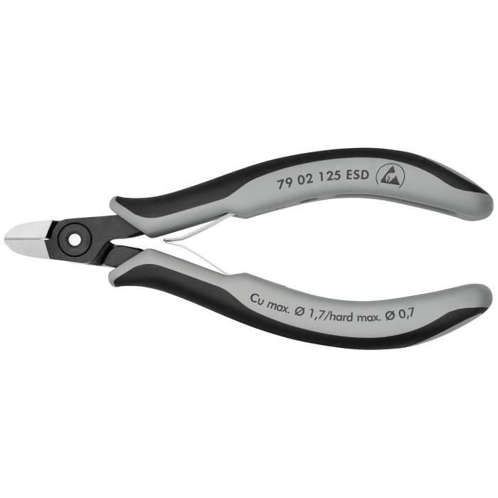 Knipex 79 02 125 S1 Pince Coupante De Côté Électronique De Précision 125 Mm - Bi-matière, Pour Colliers De Câbles & Composants Délicats