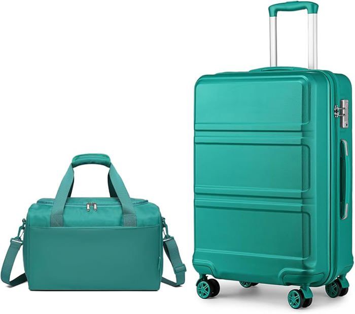 kono ensemble de valises légères en abs rigide avec serrure tsa + sac cabine ryanair 40 x 20 x 25 cm, turquoise, 20 inch luggage set