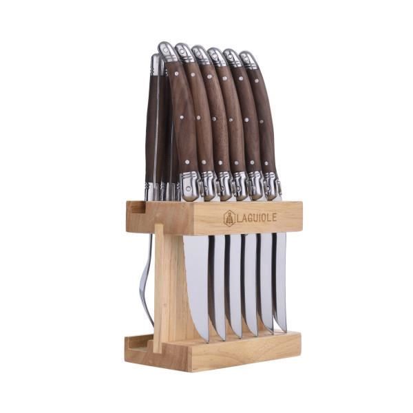 Couteaux et fourchettes - Laguiole - 12 pièces - Manche en bois