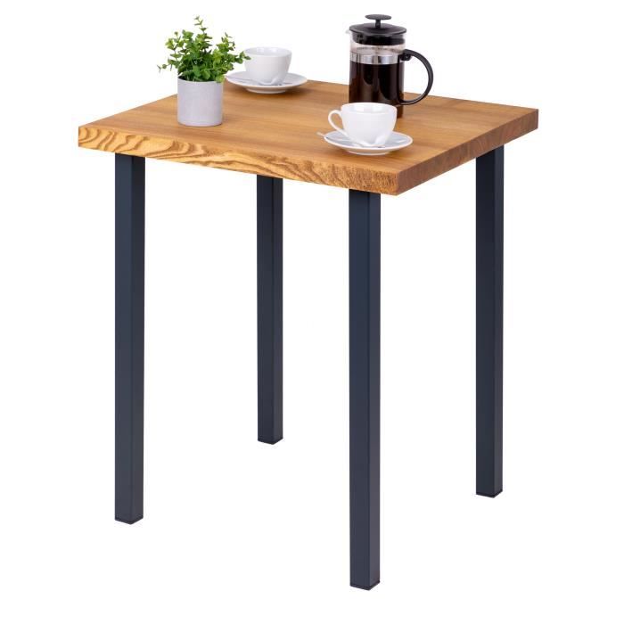 lamo manufaktur table haute de cuisine - mange debout - table de bar - 60x60x76 cm - gris - modèle classic - frêne rustique