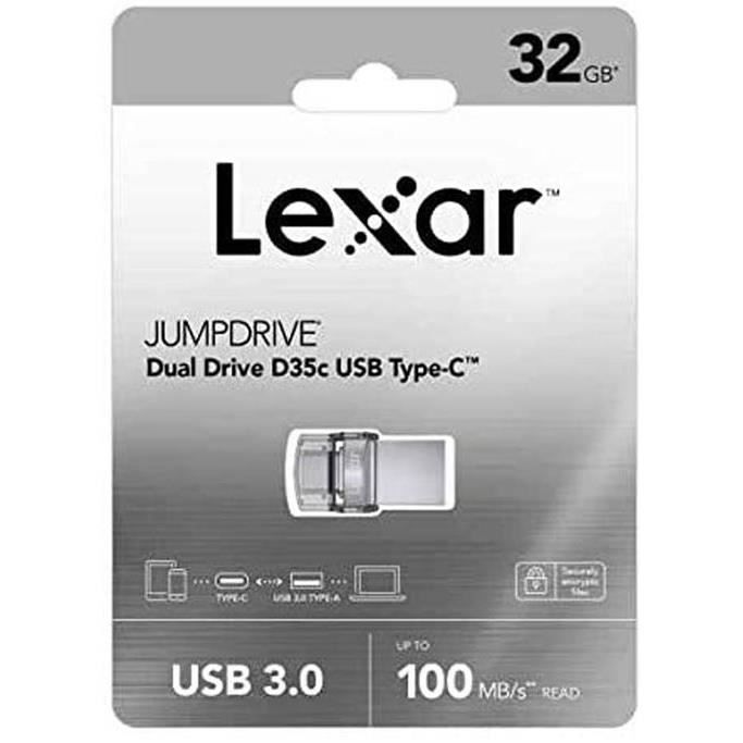 Clé Dual Drive USB 3.0 Lexar JumpDrive D35c 32 Go Gris