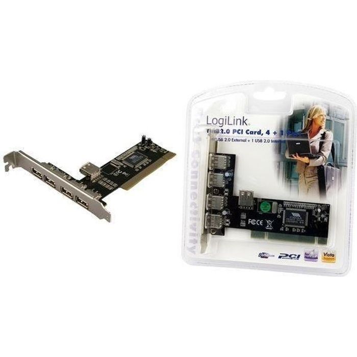 32-bit PCI card with 5 USB 2.0 Type A ports