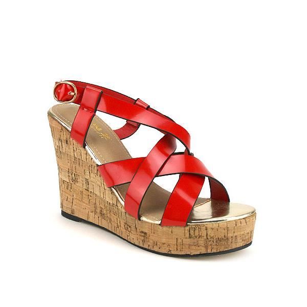 chaussures compensées rouge femme