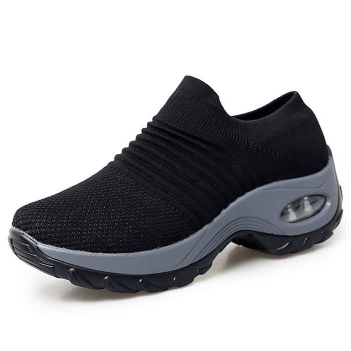 Chaussures CompenséEs De Course pour Femme Pas Cher Slip-on Baskets De Running Fitness Sport Respirant Mesh Chaussette Femme Sneakers Outdoors Jogging 