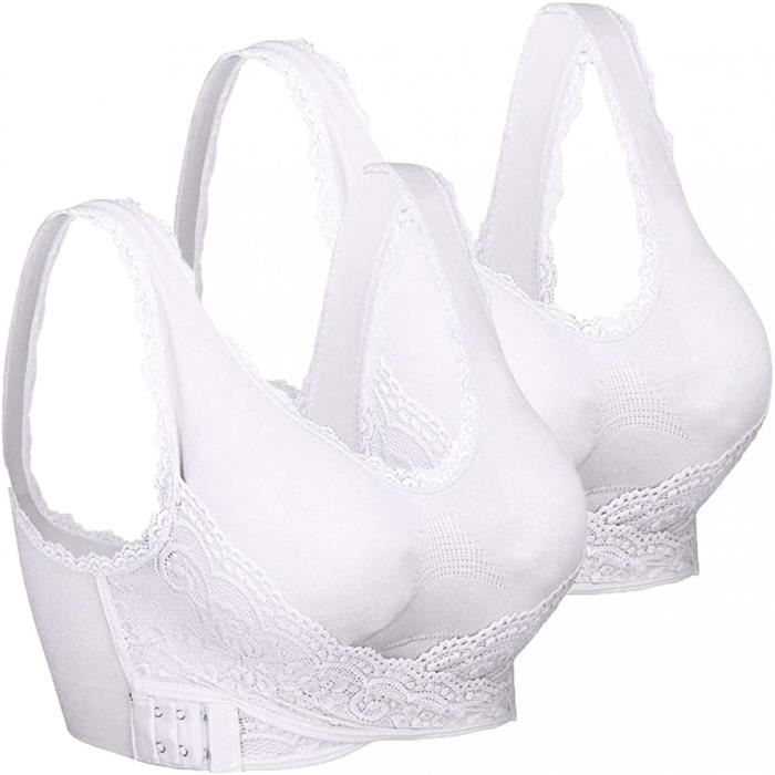 Soutiens-Gorge de Sport Femme - Boucle Latérale Frontale - Coussinets - Yoga - B - Blanc