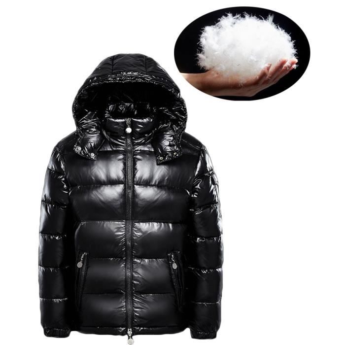 Doudoune homme,Doudoune à Capuche Amovible,Doudoune d'hiver brillant  imperméable pour Homme(XS-XL)-NOIR Noir - Cdiscount Prêt-à-Porter