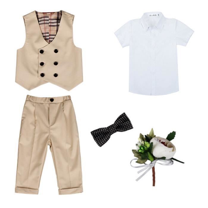 Costume Bapteme Garcon Costume Baptême Bébé Garçon MINTGREEN - Smoking Formel Hiver - Bleu 100 Chemise Gilet Pantalon Nœud Papillon