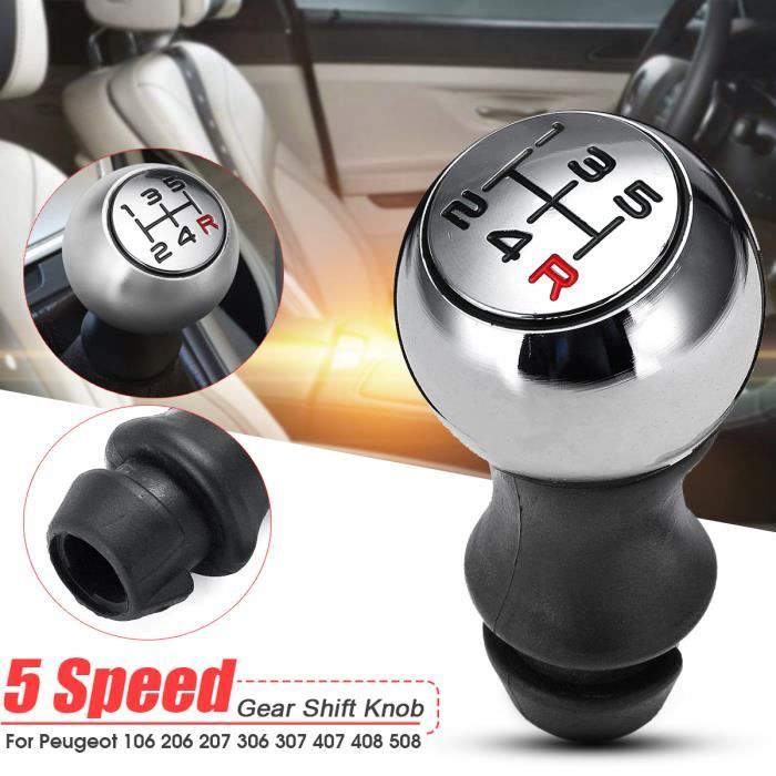 Noir FFTH 7588PC 2403.AP Pommeau de Levier de Vitesse pour Peugeot 206 206