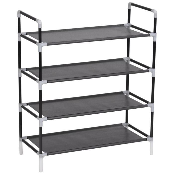 Range Chaussures Meuble A Chaussures Avec 4 Etageres Metal Et
