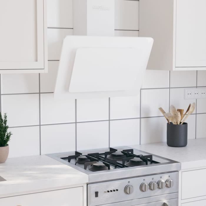 4306&JILI® MODERMNE Hotte décorative élégant Hotte aspirante murale 60 cm Acier inoxydable et verre trempé Blanc - professionnelle