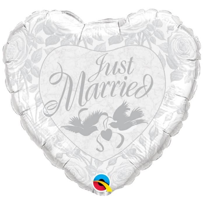 3D Bannière autocollante-Just Married-Blanc Ivoire Naturel Pack de 5