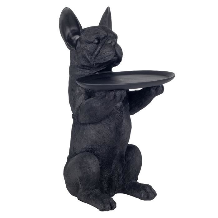 Statue Bouledogue Français Majordome Avec Plateaux - Décoration Salon Et Rangement Style