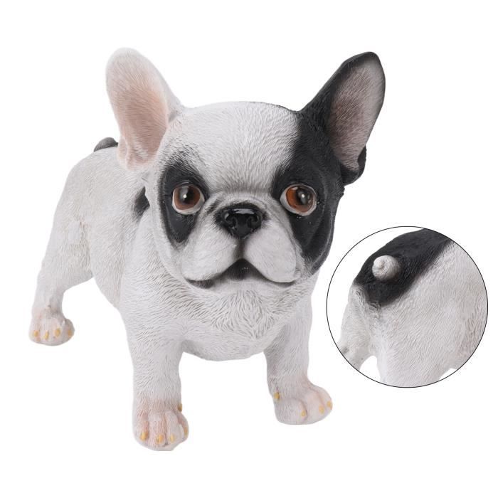 Figurine BOULEDOGUE en résine. Beige et feuille de cuivre