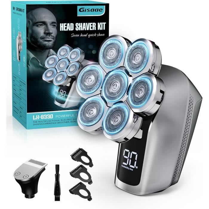 Rasoir électrique 9 En 1 Pour Hommes – Rechargeable, 6 Têtes, Tondeuse à Barbe Et Cheveux