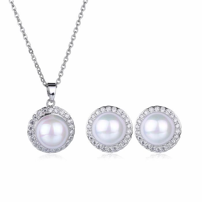Ensemble Bijoux Fantaisie - Collier Et Boucles D'oreilles Strass Cristal - Style Luxe Doré
