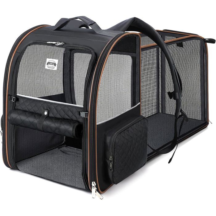 Comparer les prix de Sac à dos pour animaux domestiques avec porte poches laisse sac de transport chien chat rongeur voyages balades sorties