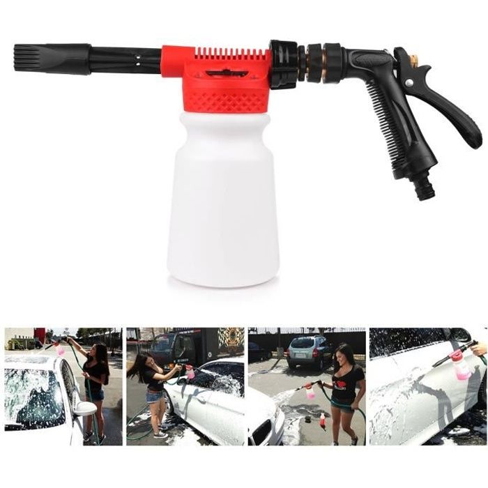 Lavage de voiture Neige Foam Gun, Foam Car Washer, Pistolet a mousse Pulvérisateur Lance 900ML Pour Voiture & Jardin Nettoyage