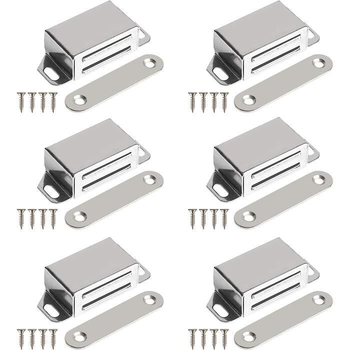 Aimant Porte Placard 6 Pièces Loquet Porte Acier Inoxydable avec Des Vis Meuble